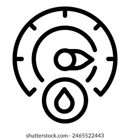 Black line icon representing vision and emotions with eye and tear symbol