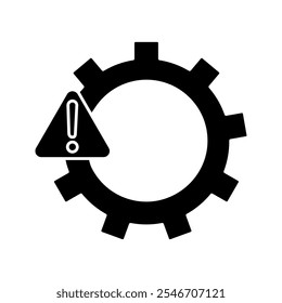 Icono de línea negra que establece Configuraciones de advertencia de fondo blanco