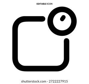 Icono de línea negra que muestra un contorno cuadrado con un círculo y un punto dentro.