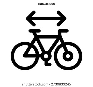 A black line icon shows a bicycle below horizontal arrows indicating adjustable width or distance.