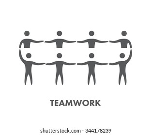 Black line icon teamwork on a white background. Vector logo and symbol
