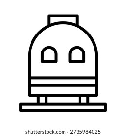 Black line icon train. Minimalist transportation and vehicles outline symbol design.