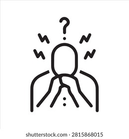 Black line icon for worried.