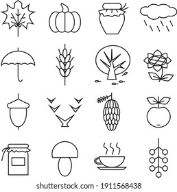 black line icons on white background autumn