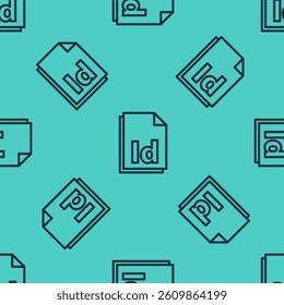 Black line ID File document icon isolated seamless pattern on green background.  Vector Illustration