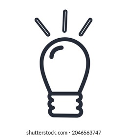 Diseño de iconos de la lámpara de ideas de la línea negra