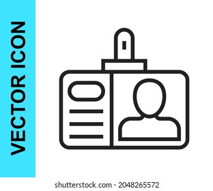 Icono de identificación de línea negra aislado en fondo blanco. Se puede usar para presentación, identidad de la empresa, publicidad.  Vector