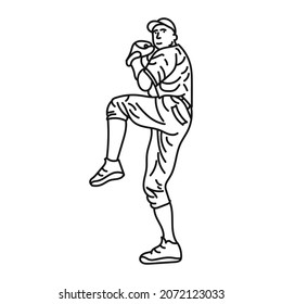 black line illustration design baseball player isolated