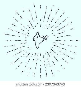 Black line India map icon isolated on grey background. Abstract circle random dots. Vector