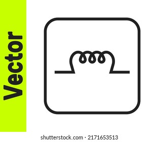 Inductor de línea negra en icono de circuito electrónico aislado en fondo blanco.  Vector