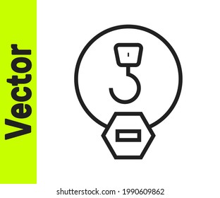 Black line Industrial hook icon isolated on white background. Crane hook icon.  Vector