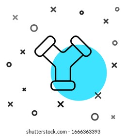 Schwarze Linie Industrie Metallrohrsymbol einzeln auf weißem Hintergrund. Rohrleitungsteile verschiedener Formen. Zufällige dynamische Formen. Vektorillustration-Illustration