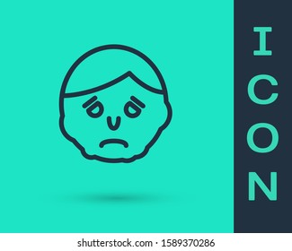 Black line Inflammation on face icon isolated on green background.  Vector Illustration