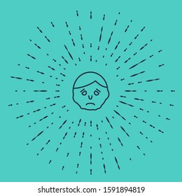 Black line Inflammation on face icon isolated on green background. Abstract circle random dots. Vector Illustration