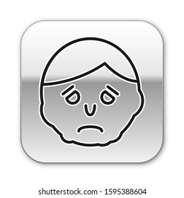 Black line Inflammation on face icon isolated on white background. Silver square button. Vector Illustration