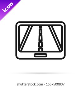 Black line Infographic of city map navigation icon isolated on white background. Mobile App Interface concept design. Geolacation concept.  Vector Illustration