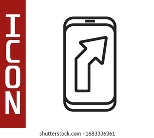 Black line Infographic of city map navigation icon isolated on white background. Mobile App Interface concept design. Geolacation concept.  Vector Illustration