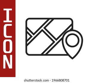 Black line Infographic of city map navigation icon isolated on white background. Mobile App Interface concept design. Geolacation concept.  Vector