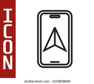 Black line Infographic of city map navigation icon isolated on white background. Mobile App Interface concept design. Geolacation concept.  Vector
