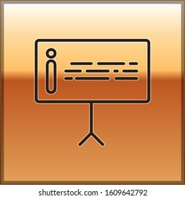Black line Information icon isolated on gold background.  Vector Illustration