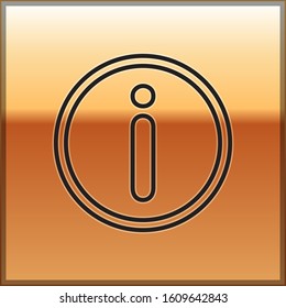 Black line Information icon isolated on gold background.  Vector Illustration
