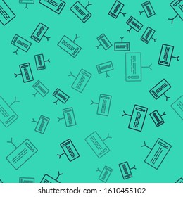 Black line Information icon isolated seamless pattern on green background.  Vector Illustration