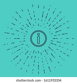 Black line Information icon isolated on green background. Abstract circle random dots. Vector Illustration