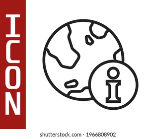 Icono de Información de línea negra aislado en fondo blanco.  Vector