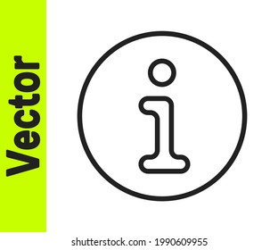 Icono de Información de línea negra aislado en fondo blanco.  Vector