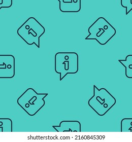 Icono de Información de línea negra aislado patrón sin fisuras en fondo verde.  Vector