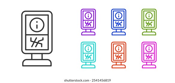 Black line Information stand icon isolated on white background. Set icons colorful. Vector