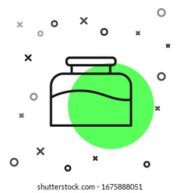 Black line Inkwell icon isolated on white background.  Vector Illustration
