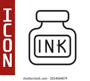 Black line Inkwell icon isolated on white background.  Vector