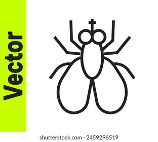 Black line Insect fly icon isolated on white background.  Vector