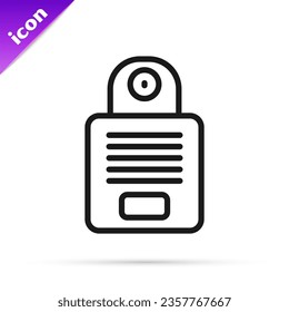 Icono de intercom de línea negra aislado en fondo blanco.  Vector