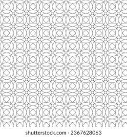 black line interlocking circles and diamonds vector lattice seamless background pattern