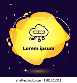 Black line Internet of things icon isolated on blue background. Cloud computing design concept. Digital network connection. Abstract banner with liquid shapes. Vector Illustration