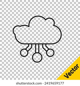 Black line Internet of things icon isolated on transparent background. Cloud computing design concept. Digital network connection.  Vector