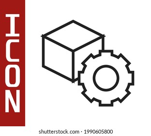 Línea negra Isometric cubo icono aislado en fondo blanco. Icono sólido de cubos geométricos. Signo cuadrado 3D. Símbolo del cuadro.  Vector
