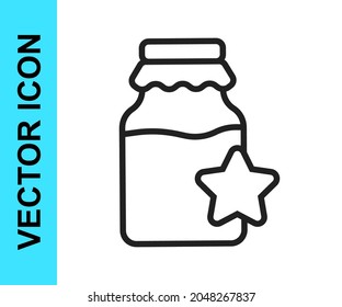 Black line Jar of honey icon isolated on white background. Food bank. Sweet natural food symbol.  Vector