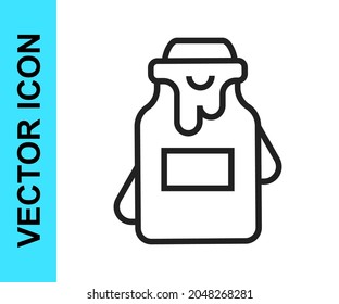 Black line Jar of honey icon isolated on white background. Food bank. Sweet natural food symbol.  Vector