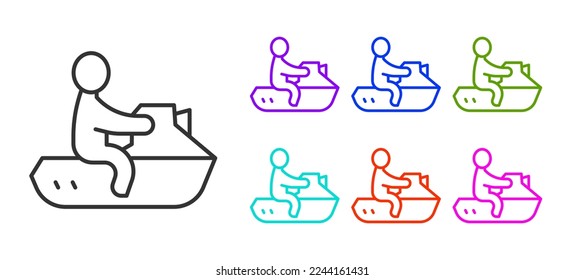 Black line Jet ski icon isolated on white background. Water scooter. Extreme sport. Set icons colorful. Vector