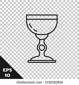 Black line Jewish goblet icon isolated on transparent background. Jewish wine cup for kiddush. Kiddush cup for Shabbat.  Vector Illustration