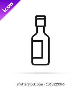 Black line Jewish wine bottle icon isolated on white background.  Vector
