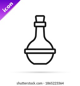 Black line Jewish wine bottle icon isolated on white background.  Vector