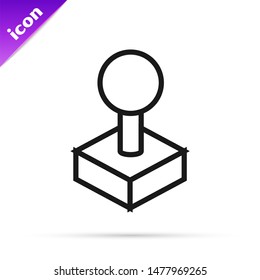 Black line Joystick for arcade machine icon isolated on white background. Joystick gamepad.  Vector Illustration