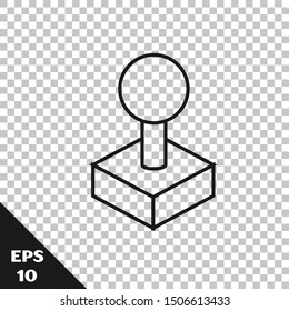 Black line Joystick for arcade machine icon isolated on transparent background. Joystick gamepad.  Vector Illustration