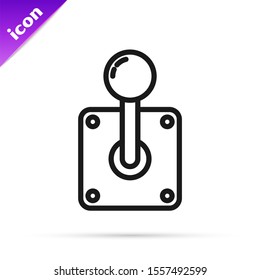 Black line Joystick for arcade machine icon isolated on white background. Joystick gamepad.  Vector Illustration