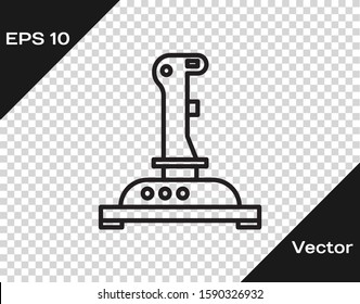 Black line Joystick for arcade machine icon isolated on transparent background. Joystick gamepad.  Vector Illustration