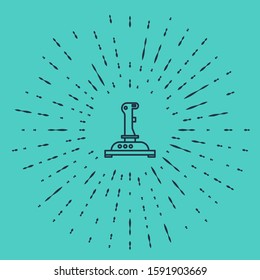 Black line Joystick for arcade machine icon isolated on green background. Joystick gamepad. Abstract circle random dots. Vector Illustration